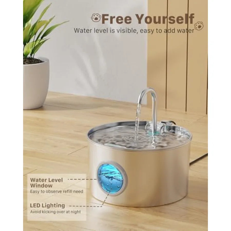 Stainless Steel Cat Water Dispenser For Quiet Indoor Drinking