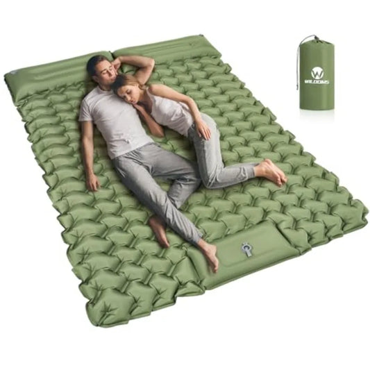 Double Sleeping Pad For Camping Inflatable 2 Person With Pillow Pump
