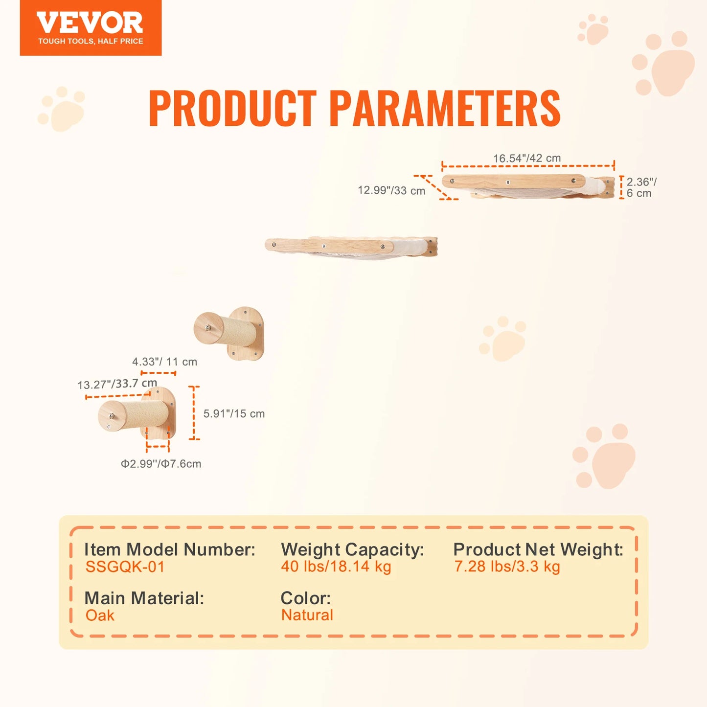 SucceBuy Wall Mounted Cat Shelves With Jumping Boards And Perches