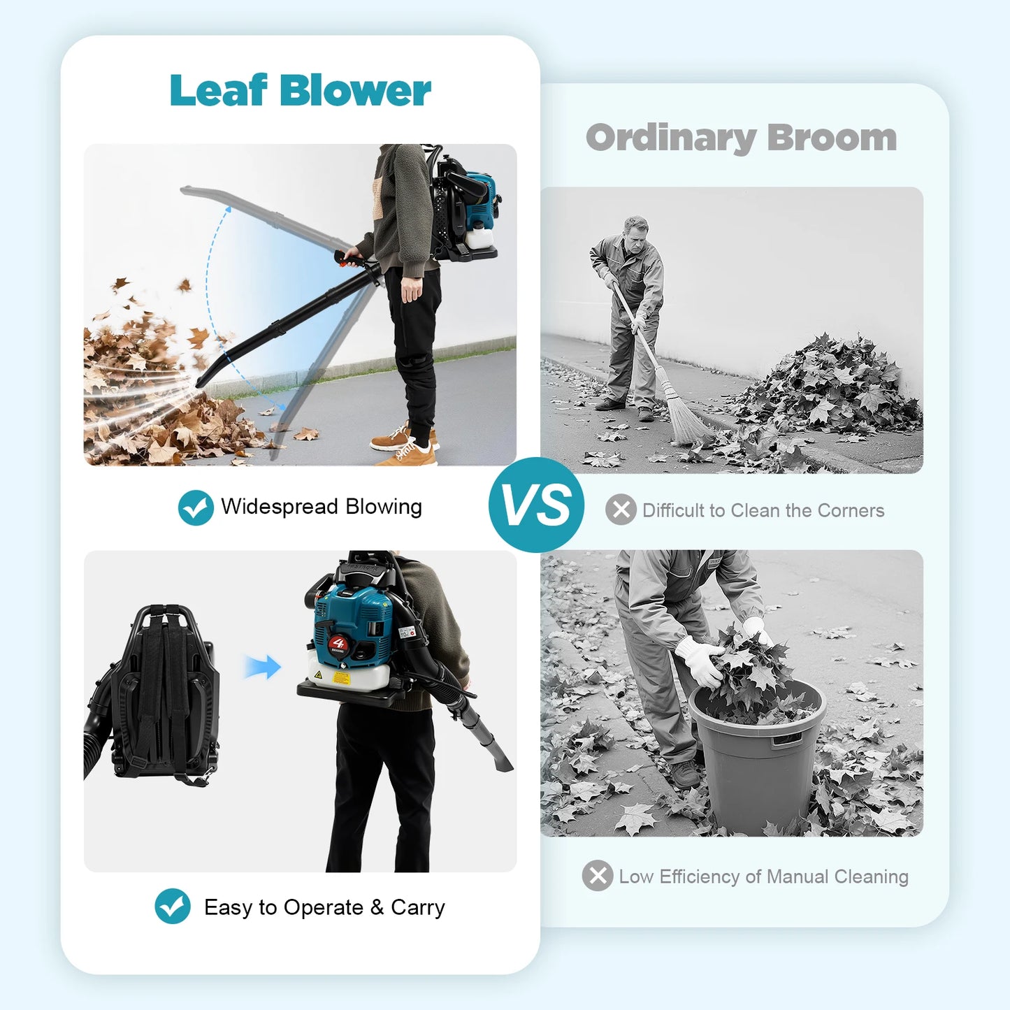 Bymaocar 75.6cc Backpack Leaf Blower Gas Powered 4 Stroke