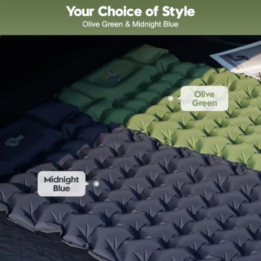 Double Sleeping Pad For Camping Inflatable 2 Person With Pillow Pump