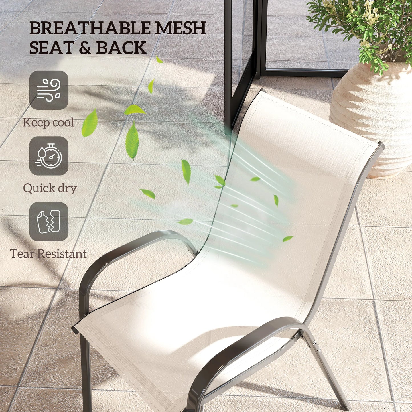Stackable Outdoor Dining Chairs Set Of Four For Patio