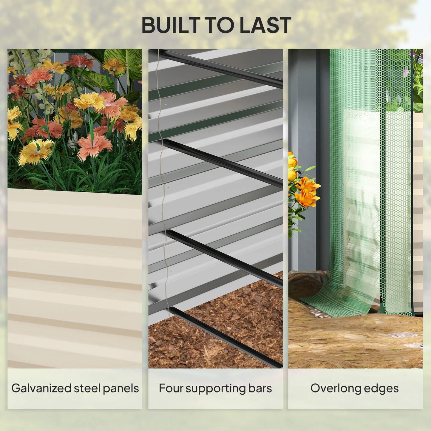 Outsunny Galvanized Raised Garden Bed With Crop Cage Shade Cloth
